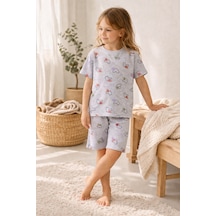 Beka Kids Kız Çocuk Kısa Kollu Ve Şortlu Bisiklet Yaka Rahat Desenli Pijama Takımı Alt-üst Takım Pembe