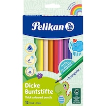 Pelikan Kuru Boya Kalemi Jumbo Üçgen 12 Li 724039 Çok Renkli