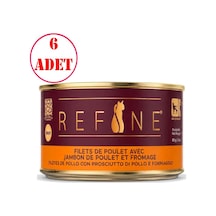 Refine Kısırlaştırılmış Kedi Konservesi Tavuk Jambonlu Ve Peynirli 85 Gr 6 Ad