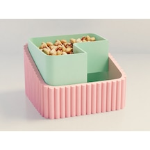 3d Baskı Fıstık Kasesi - Çift Hazneli Kabuk Ayırıcı Sunum Kasesi - Pembe Mint Diğer