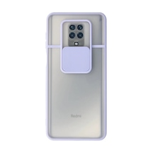 Redmi Note 9 Pro Kılıf Palm Buzlu Kamera Sürgülü Silikon - Lila İtdark31315