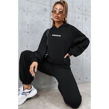Uyguntarz Unisex Brooklyn Baskılı Eşofman Takımı Siyah
