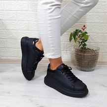Bestof 150 Siyah-siyah Fuspetli Sneaker Düz Taban Spor Ayakkabı 001