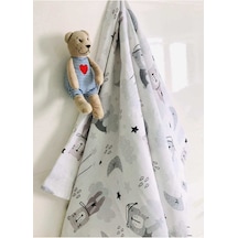 Sevimli Ayıcık Çok Amaçlı Müslin Örtü Battaniye Çok Renkli