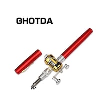 Taşınabilir Cep Teleskopik Mini Olta Kamışı Kalem Şekli Katlanmış Olta Makara Tekerleği İle Red