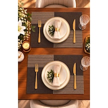 2'li Kahverengi Amerikan Servis Seti 45x30 Cm Pvc Supla Geometrik Desenli Kahverengi - 943733892 Kahverengi