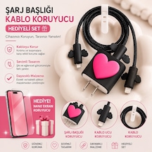 İphone 14 Pro Max Uyumlu Nano Ekran Koruyucu Hediyeli Şarj Başlığı & Kablo Koruyucu Koruma Seti Açık Mavi