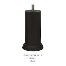 Doruk Ayak, Cıvatalı Baza Koltuk Dolap Ayağı, Metal, Siyah, M10, 12 Cm Siyah