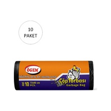 Endüstriyel Battal Boy Çöp Torbası 72 X 95 Cm 10 Lu Rulo X 10 Paket 100 Adet Siyah