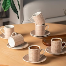 Sd-210-5 Porselen 6 Kişilik Fincan Seti 12 Parça Türk Kahvesi Fincanı Takımı-100ml Çok Renkli