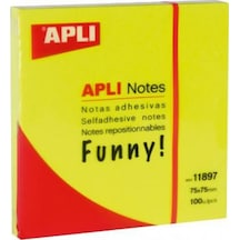 Apli 11897 Yapışkanlı Not Kağıdı Sarı Funny 100 Yp 75X75