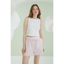 Nbb Kadın Pembe Kurdele Crop Şort Takım Pembe