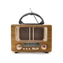 Biishe Küçük Mini Boy Retro Ahşap Tasarım Bluetooth Hoparlörlü Radyo Fm/am Destekli, Şarjlı Ve Ta