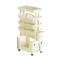 Suntek Mobil Kitaplık Arabası Tekerlekli Çok Amaçlı Bej