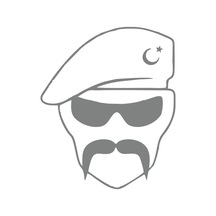 Hilal Bıyıklı Asker Araba Sticker 17x17 Cm Gri