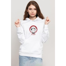 One Piece Anime Monkey D Luffy Beyaz Kadın 3ip Kapşonlu Sweatshirt 001