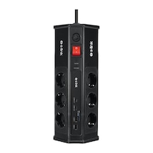 S-link Prz03 Prizhive 3m 630 Joule 1.5mm 2 Usb 2 Typec 2.4a-5v 500v 6000v 6lı Akım Korumalı Priz 0 M