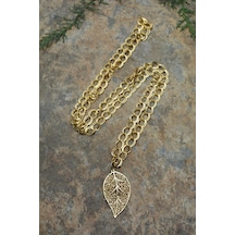 Stoneage Jewellery Altın Kaplama Yaprak Uzun Kadın Kolye Çok Renkli