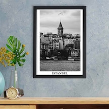 Nostaljik İstanbul Manzaralı Yapışkanlı Çerçeve Galata Kulesi Poster Tablo
