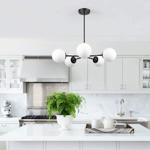 Beşli Spark Model Modern Beyaz Glop Camlı Avize