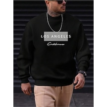 Uyguntarz Unisex Los Angeles Baskılı Oversize Sweatshirt siyah