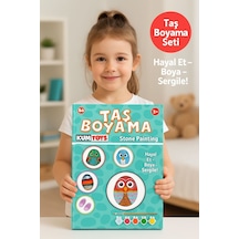 Taş Boyama Seti- Doğal Taşlar-akrilik Boya-fırça-ahşap Hepsi Bir Arada Muhteşem Set