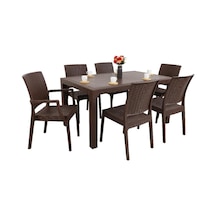 Depootoptan Mandella Elit 90 x 150 CM Rattan 2 Elit Koltuk 4 Elit Sandalye Masa Ta (397461619) Kahverengi