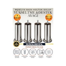 4 Adet 12 Cm M8 Vidalı Metal Krom Ayak Mobilya Ayağı Baza Ayağı Kanepe Ayağı Koltuk Ayağı Yatak Ayağı Yükseltme Ayağı Dolap Ayak Sehpa Sandık Ayakları Değişim Destek Ayağı Yükseltici Aparat Şifonyer Gümüş Gümüş