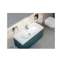 Mat Siyah Renkli Etajerli Seramik Lavabo, 100 Cm 508 Yeşil
