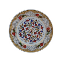 Armada Çini Prt 43 25 Cm Sarı Altın Yaldızlı Lale Karanfil Desenl