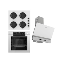 Ferre CS206-FA + QEP64CB +D081-SA - Emaye Izgara Steamart-fryart-sılentart Serisi Beyaz Set