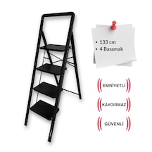 Endokon Katlanır Tutma Kollu Şık Çelik 4 Basamaklı Merdiven Siyah 101-150cm Arası