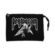 Pentagram Lucifer Siyah Clutch Astarlı Cüzdan / El Çantası Siyah
