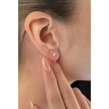 14 Ayar Altın Tek Taş Küpe Mini 001