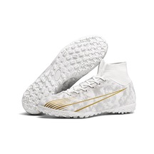 Beyaz 35-47 Erkek Futbol Ayakkabısı Tf Kauçuk Yumuşak Taban Kırık Çiviler Kadın Profesyonel Suni Çim Antrenman Ayakkabısı Çocuk Kramponları