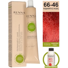 Renna Bitkisel Amonyaksız Saç Boyası 60 Ml 66-46 Kışkırtıcı Kızıl Oksidan Hediyeli