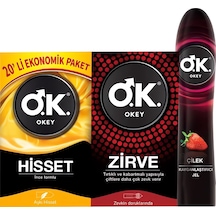 Okey Prezervatif Hisset 20'li + Zirve 10'lu + Çilek Kayganlaştırıcı