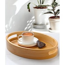 Bambu Tepsi Oval Servis Sunum Tepsi Küçük Boy 29 20,5cm