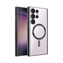 Jenerik Samsung Galaxy Uyumlu S23 Ultra Kılıf Kross Magneticsafe Kapak - Siyah