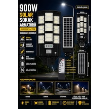 900w Kumandalı Solar Güneş Enerjili Sokak Armatürü 6500k