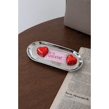 My Valentine Desenli Gümüş Paslanmaz Çelik Tepsi Takılık, Düzenleyici Sevgililer Günü Hediyesi Gümüş - 850564089 Gümüş