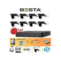 Gerçek 5 Mp Metal Kasa 8 Kameralı Ahd Güvenlik Seti 250 Gb Hdd Dahil