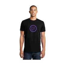Twitch Logo Baskılı Siyah Erkek Tshirt