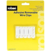61345 4pc Removable Adhesive Wire Clip, Black, 27x16mm