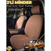 Opel Mokka X Uyumlu 2'li Süet Oto Koltuk Minderi Tam Koruma Hızlı Montaj Su Geçirmez A1 Kahverengi