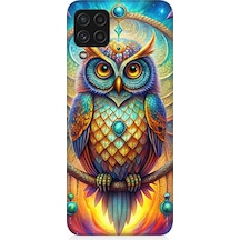 Samsung Galaxy A22 Uyumlu Renkli Bilgelik Baykuşu Desenli Silikon Kılıf Çok Renkli