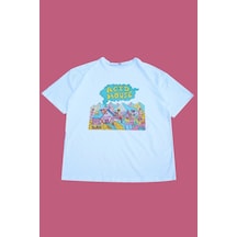 Acid House / Psychedelic Oversize Tişört Beyaz