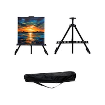 Katlanabilir Metal Tripod Şövale - Ayarlanabilir, Taşıma Çantalı, Siyah