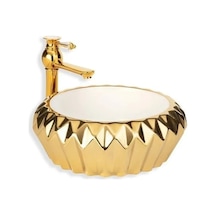 Lena Tezgah Üstü Porselen Lavabo Gold
