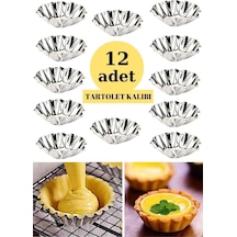 12 Adet Tartolet Kalıbı Kek Kurabiye Tart Kalıbı Paslanmaz Çelik Metalik Diğer